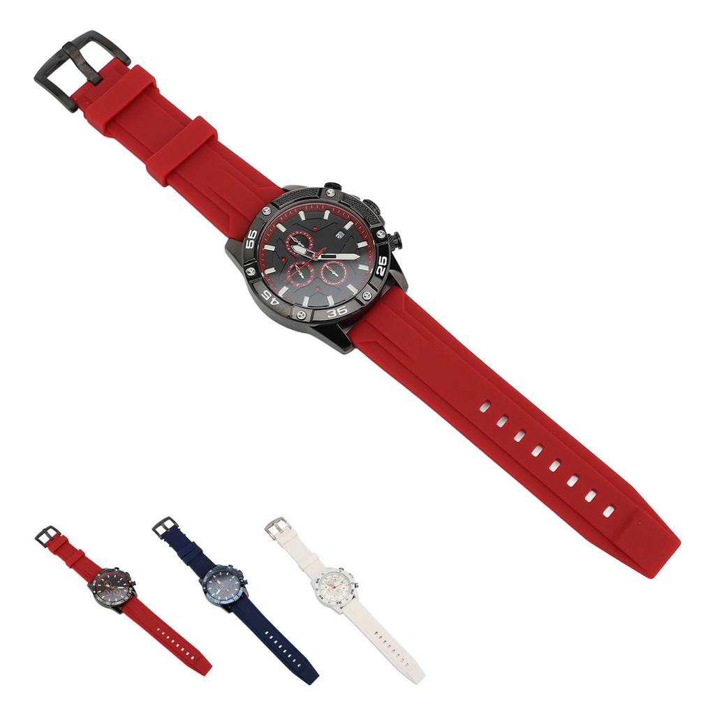 Multifunctional Quartz Watch Silicone Strap Fashion Date Luminous Water Resistant Casual Men Wristwa