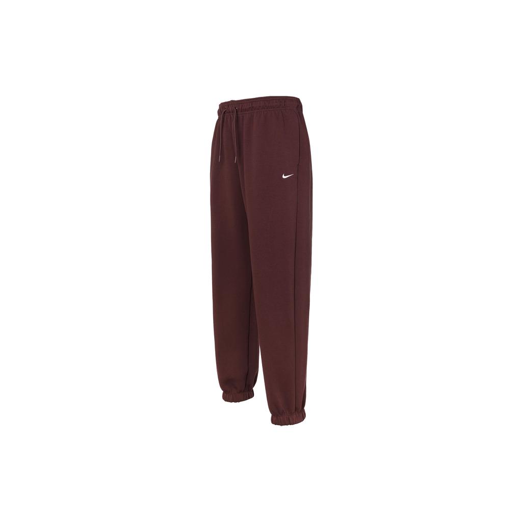 Nike Letter Print High Waist Drawstring Loose Knit Sports Pants Women Bottoms Burgundy FV8446-652