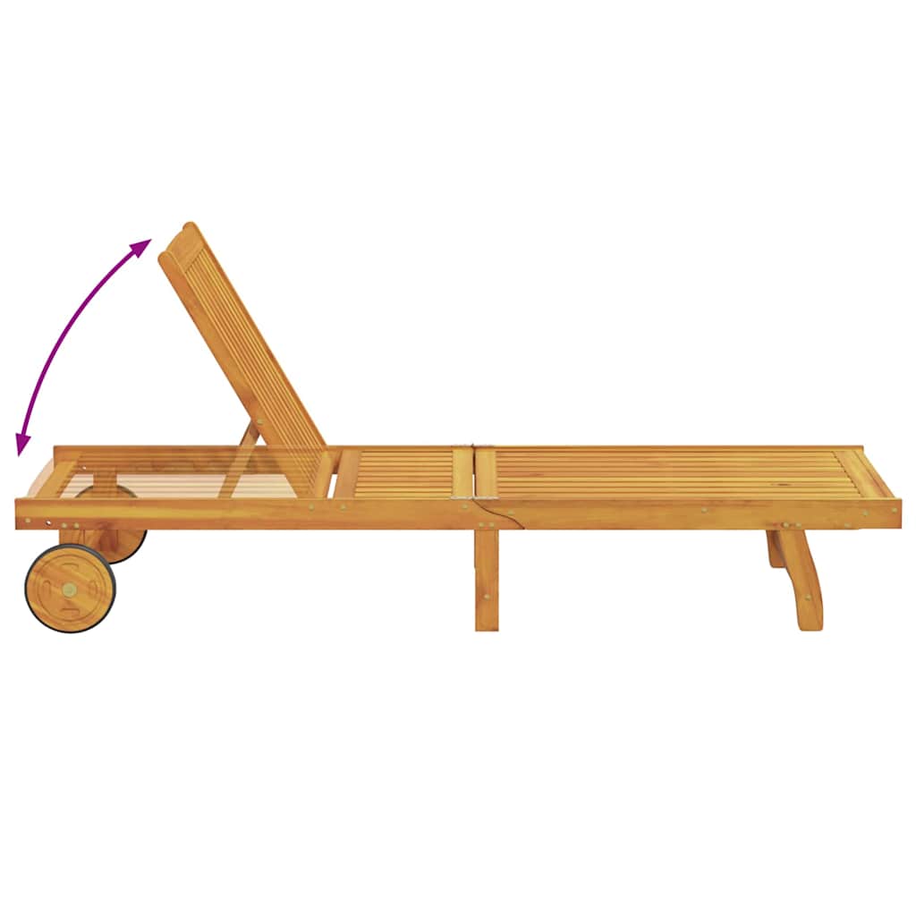 Sun Lounger 1 Person 2 Pcs Brown Solid Acacia Wood
