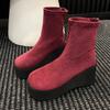 Zeppe Stivaletti Donna Moda Scarpe Scamosciate per Donna Platform Stivali Invernali Nuovo Designer Lusso Goth Mujer Stivali Corti