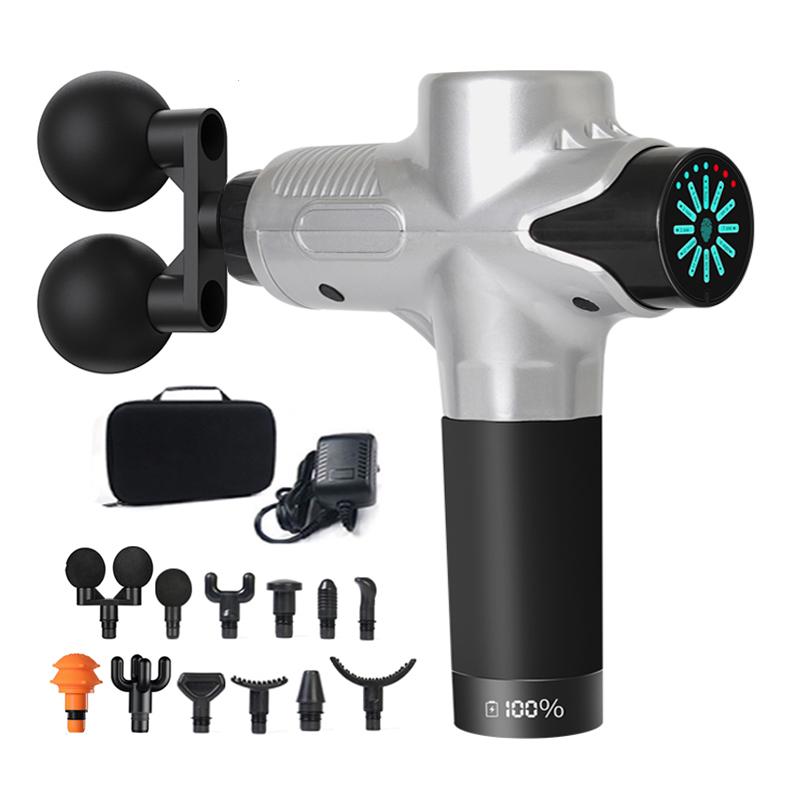 24V High Frequency Massage Gun Electric 12Head Professional Percussion Fascial Gun LCD Muscle Relax Pain Relief Fitness Slimming
