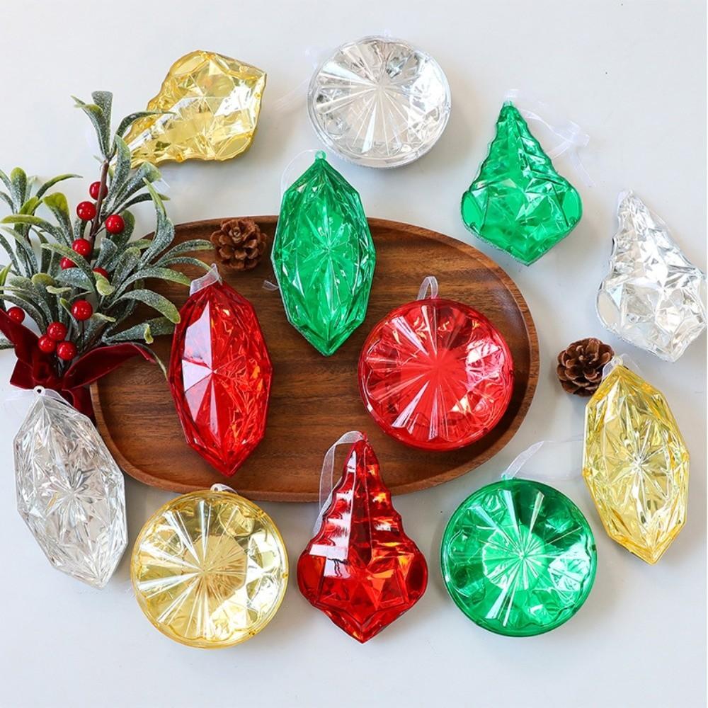 Shining Gemstone Christmas Pendants Transparent Christmas Tree Ornaments Holiday Party Supplies