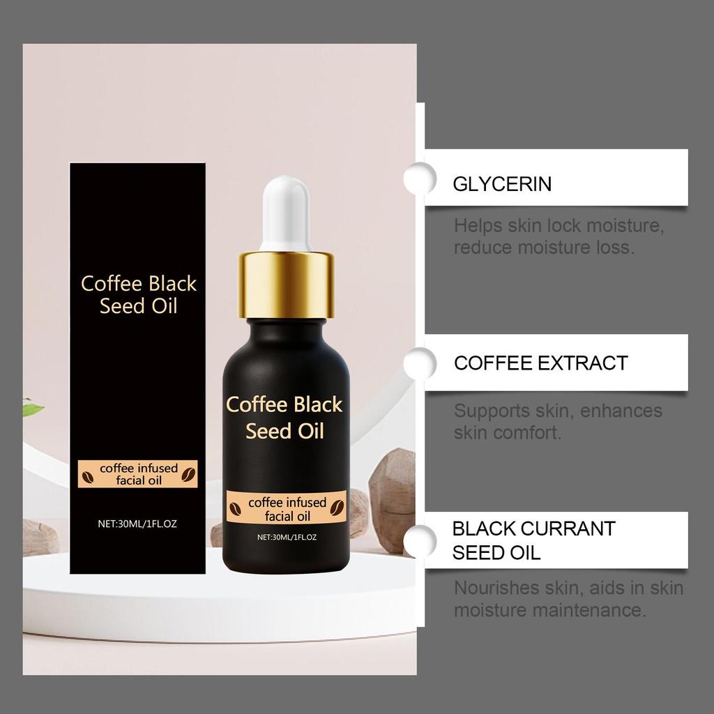 Coffee Black Seed Oil Deep Hydration Face Rejuvenation Soft Smooth Skin Barrier Repair Improve Dryness Anti-Wrinkle Facial Oil