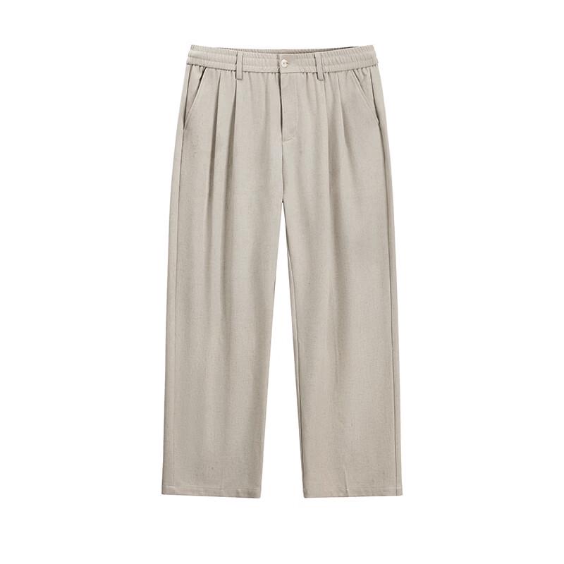 HAUT TON Men's Bamboo Texture Linen Blend Casual Trousers