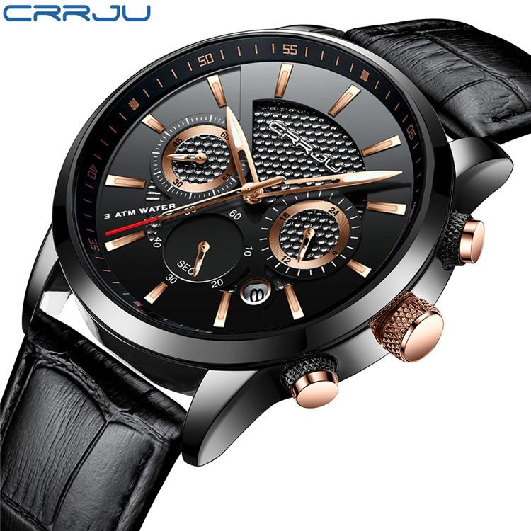 CRRJU-2212L Reloj cronógrafo de seis pines con cinturón Reloj de moda para hombres Reloj de negocios para hombres