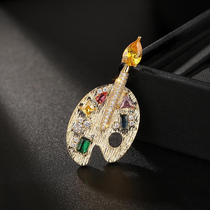 Bo Xin Yun Zirconia Color Palette Brooch - Creative Art Gift Pin & Clothing Accessory Corsage.