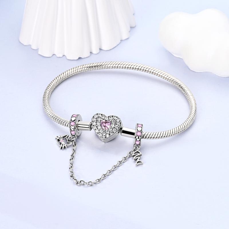 New Copper Flower Heart Bird Leaves Star Safety Chain Beads Bead Fit Bracelet Snake Chain Charms Beaded Women Gift