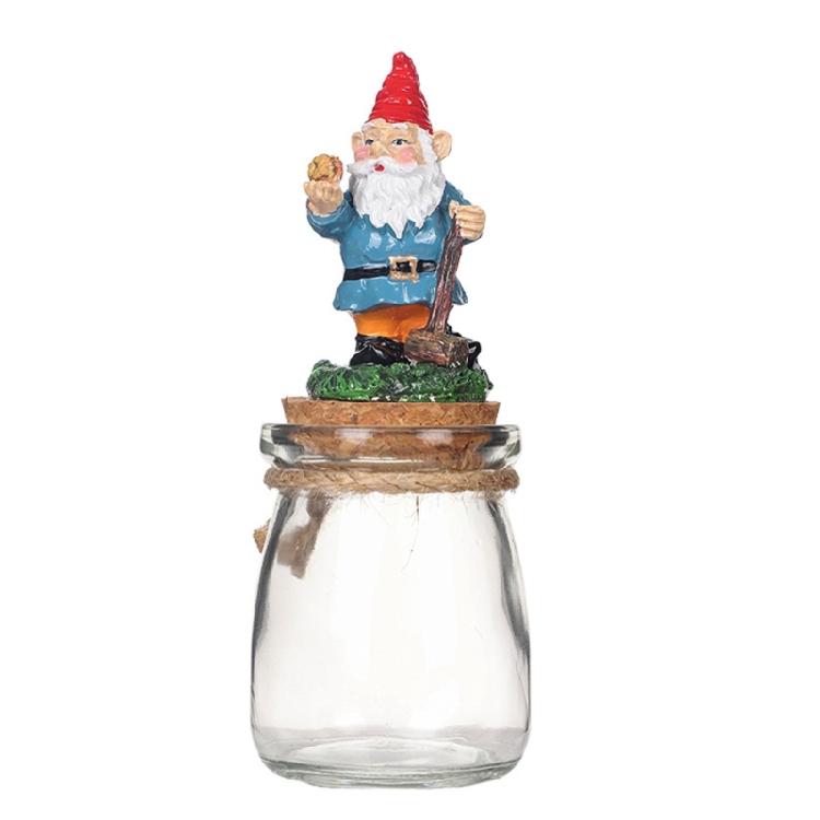 Christmas Themed Resins Dwarf Gnomes Figurine Candy Jar Glass Cookie Food Storage Container Table Decors Ornament Gift
