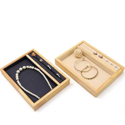 Massivholz Mikrofaser Samt Tuch Schmuckschale Ring Halskette Aufbewahrungsbox Schmuck Theken Displayständer Einkaufszentrum Schminktisch