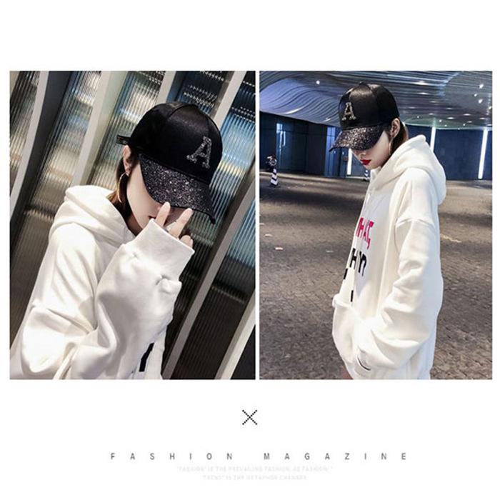 Women's Glitter Rhinestone Baseball Cap with Sun Protection - Trendy Spring/Summer Duckbill Design