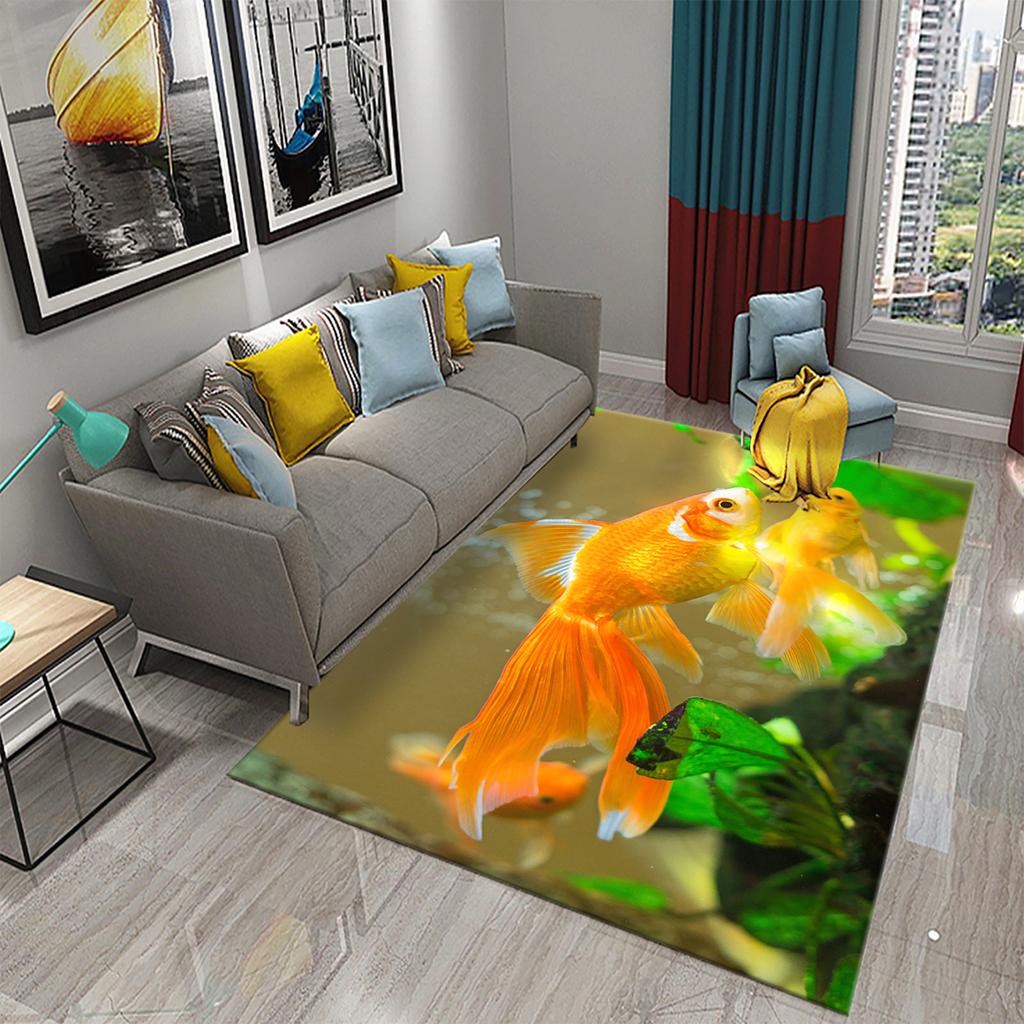 Living Room Kitchen Bedroom Entrance Rug Home Gift Cute Dreamy Goldfish Rug Bathroom Non-Slip Rug Mat
