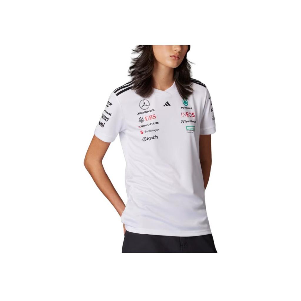 adidas X Mercedes-Amg Petronas F1 Team Atmungsaktive Mode Einfach Bequem Kurzarm T-Shirt Damen Tops Weiß Schwarz JX5799