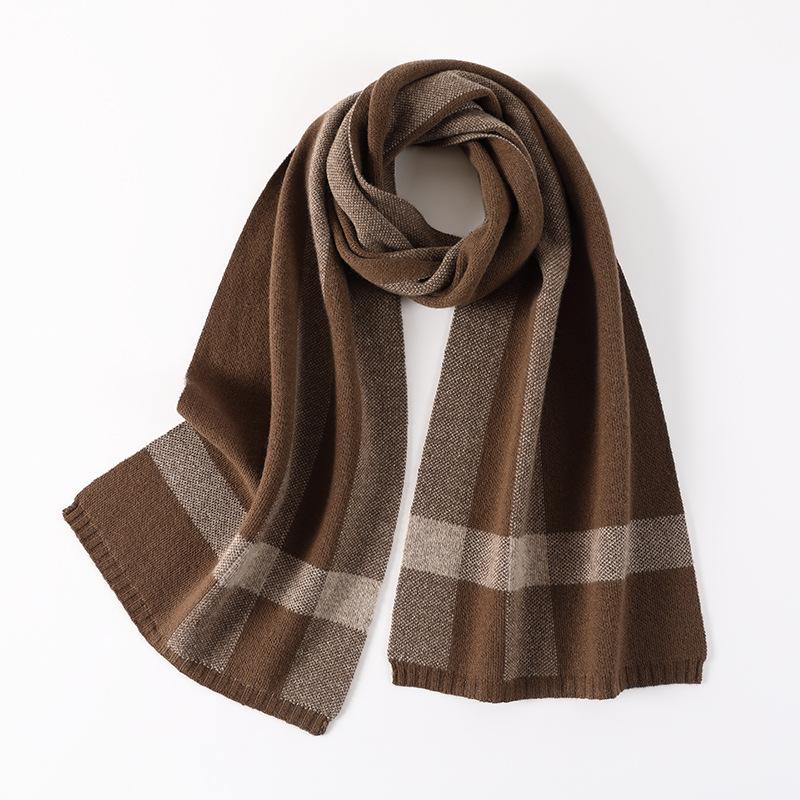 

New autumn and winter scarf women s color matching double-sided wool scarf street fashion light luxury women s shawl can be Above 175cm кофейный