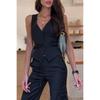 IHUASU Women's Fashion V-neck Sleeveless Casual Blouses & Shirts Elegant