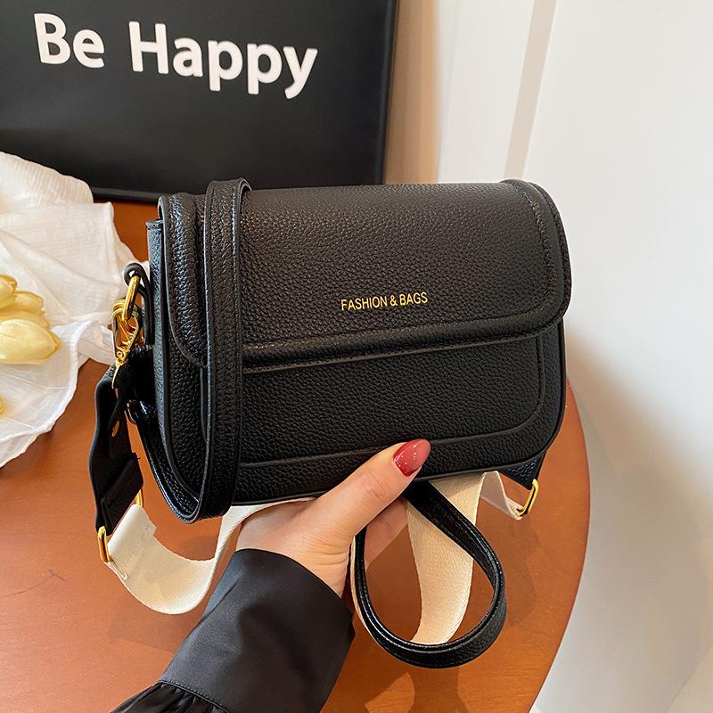 Early autumn new fashion niche ribbon contrasting color small square bag versatile single shoulder messenger women's bag