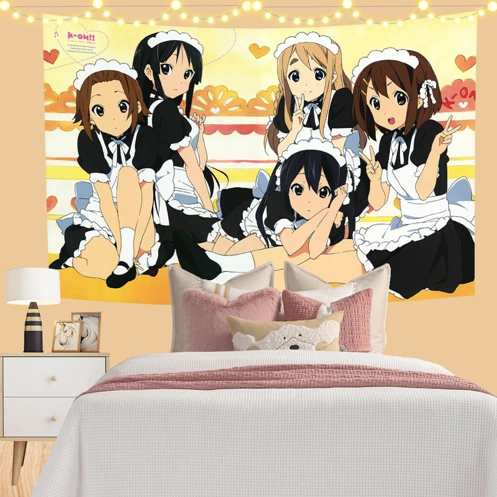 KOn Anime Girls Wall Tapestry Japanese School Uniform Art Print Bedroom Decor Otaku Gift Anime Fan Home Decoration