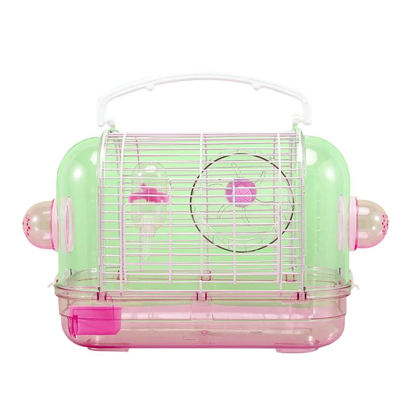 Hamster Cage Travel Carrier Portable Breathable Cage with Food Bowl Water Bottle Exercise Wheel for Gerbil Small Rat Small Pets