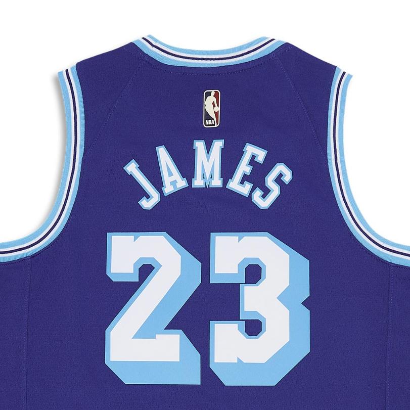 Nike NBA Kids SW Fan Edition Los Angeles Lakers James 23 Retro Basketball Jersey Kids jersey Blue DJ4867-495