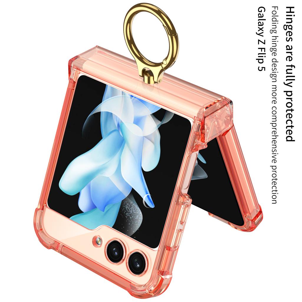 Suitable for Samsung Flip5 Mobile Phone Case Folding Screen Full Inclusive Airbag Wireless Charging Flip5 Shaft Ring Protection Case