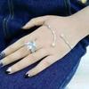 Luxury Crystal Cubic Zirconia Rings Fashion Square Shaped Finger Ring for Women Wedding Party Silver Color Band Jewelry