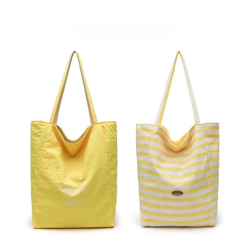 Fashion Striped Double-Sided Use Canvas Women's Shoulder Bags Casual High Capacity Ladies Handbags Summer New Beach Travel Slack Lazy Large Tote Bag