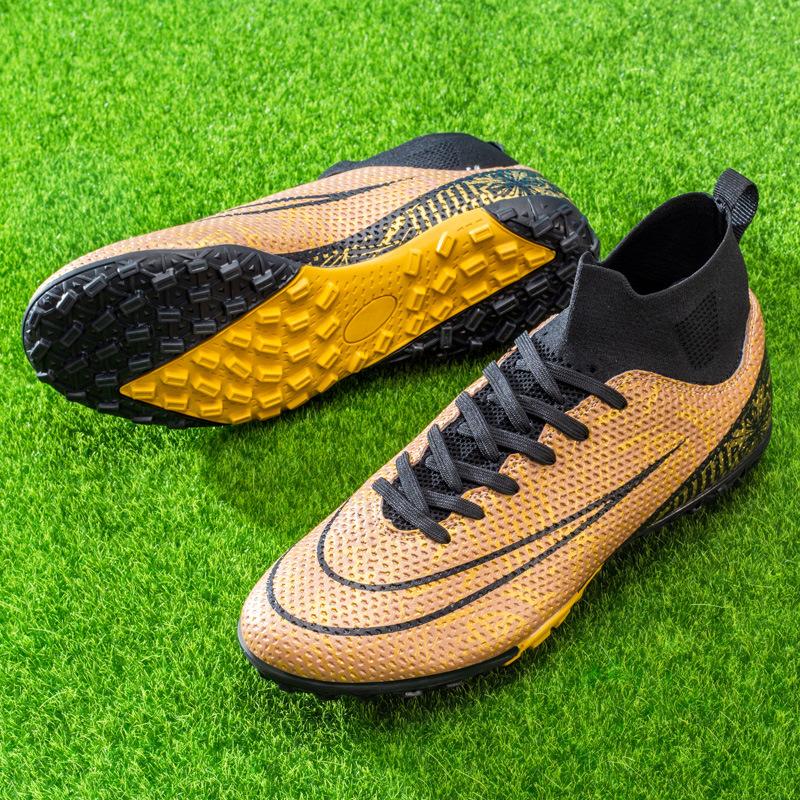 A Pair of 2025 Large-size Football Shoes, Men's High-top Youth Student Competition Training Shoes, Artificial Grass Broken Nails