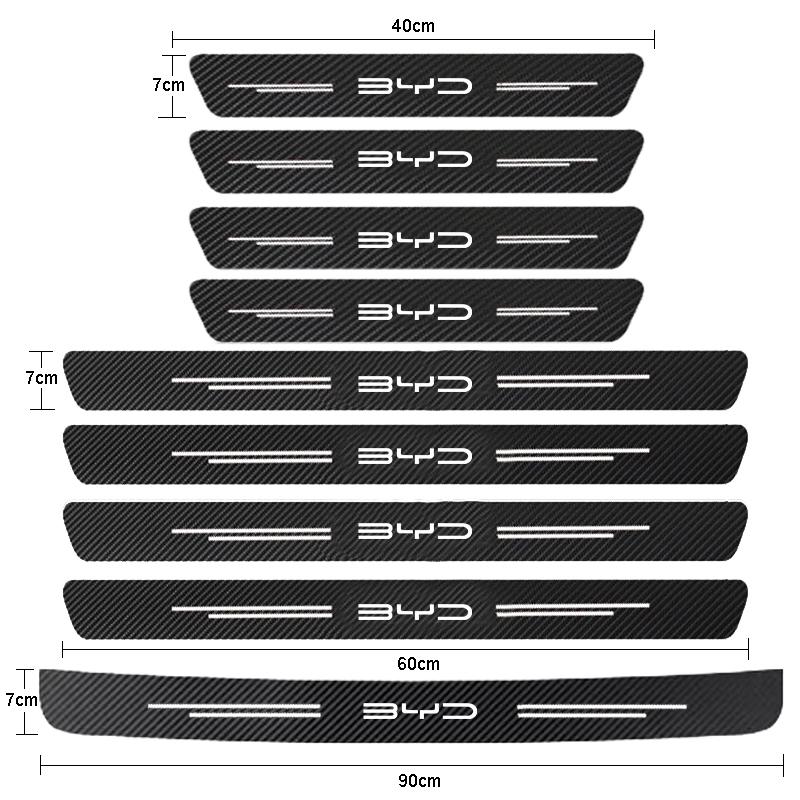 Car Door Threshold Sill Trunk Bumper Pedal Decal Stickers Cover For BYD M6 G3 G5 T3 13 F3 F0 S6 S7 E5 E6 L3 Tang Yuan Atto3 Song