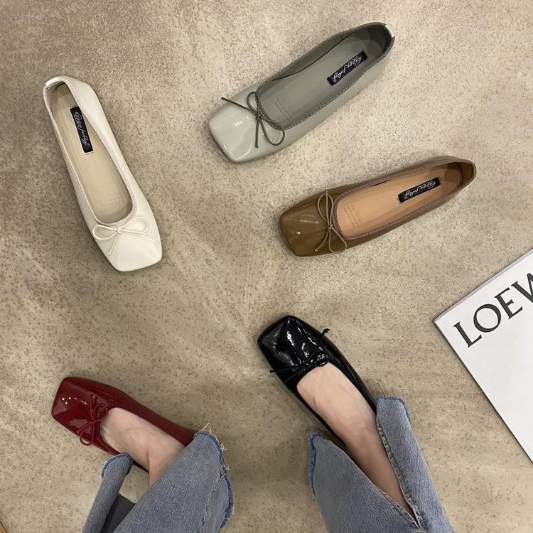 2025 New Spring and Autumn Season New Low-Heeled Shoes for Women, Gentle Fairy Low-Heeled Shoes with Floral Bow