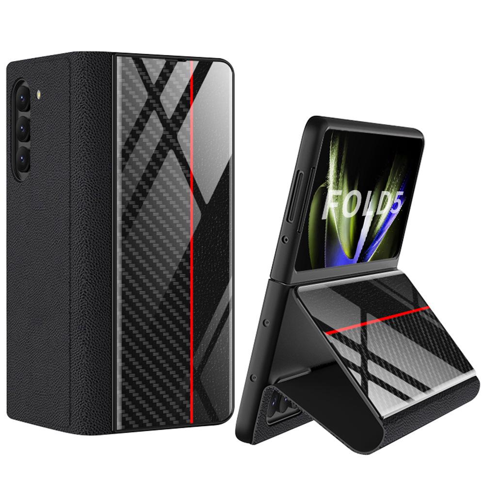 Samsung Z Fold5 Cross-border Leather Flip Cover with Painted Design - 5G Protective Case