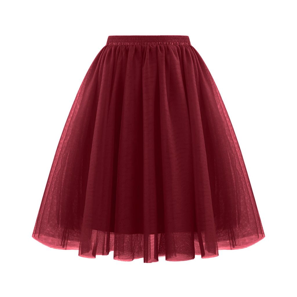 Women's Fashion Solid Color Half Skirt Party Ballet Puff Skirt Mesh Skirt