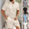 Set de Polo cu Mânecă Scurtă și Pantaloni Scurți Uni din Jacard pentru Bărbați - Colecția de Primăvară Europeană & Americană