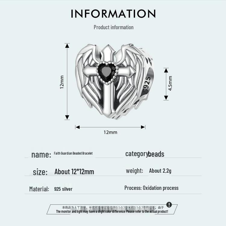 Aifle 925 Silver Faith & Love Cross Guarding Beads DIY Jewelry Accessories