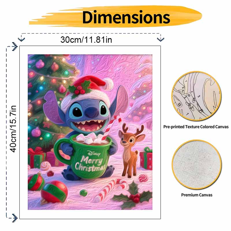 Disney Christmas Stitch Oil Painting Hand Painting Coloring Painting Handmade Diy Home Decoration Gift