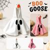 7 Inch Desktop Goose Figurine with Witch Ghost Cloak Halloween Themed Creative Costume Decoration for Seasonal Display