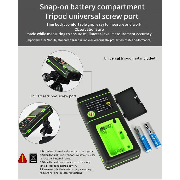 Laser Distance Meter 40M 60M 80M 100M  No Battery Rangefinder  Tape Range Finder Build Measure Device Ruler Test Tool