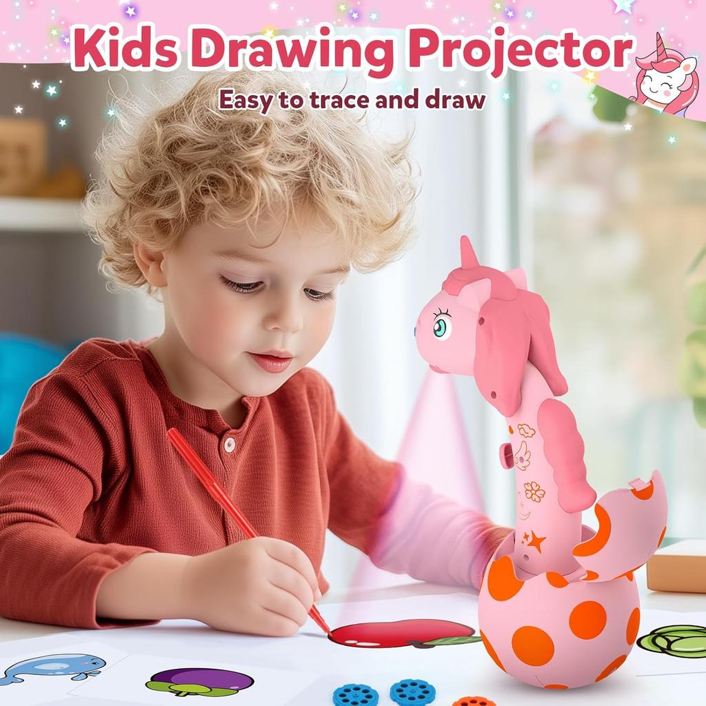 KETIEE Unicorn Drawing Projector Toys for Ages 5-7: Tracing and Drawing Projector for Kids with Cute Unicorn Look, Smart Art Sketcher Projector with