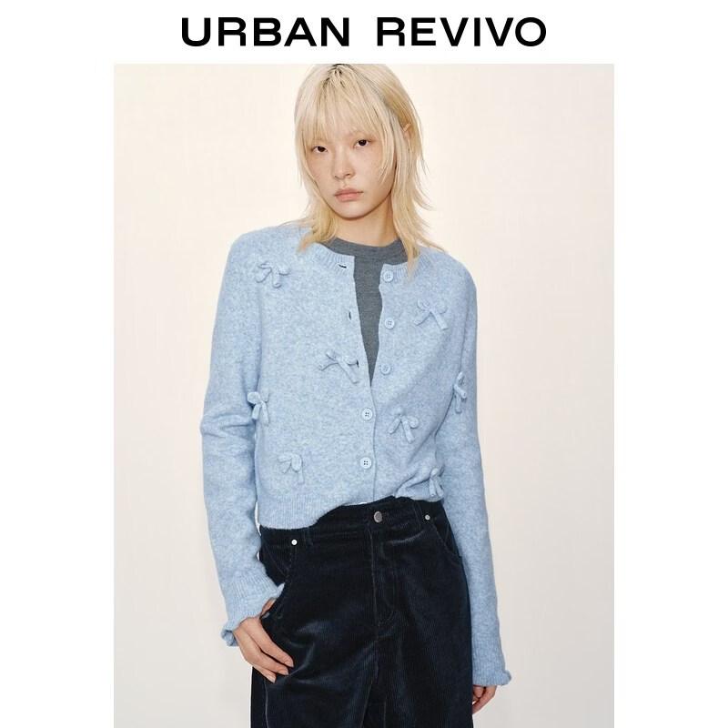 UR 2026 Spring Women s 3D Bow Ruffle Knit Cardigan S
