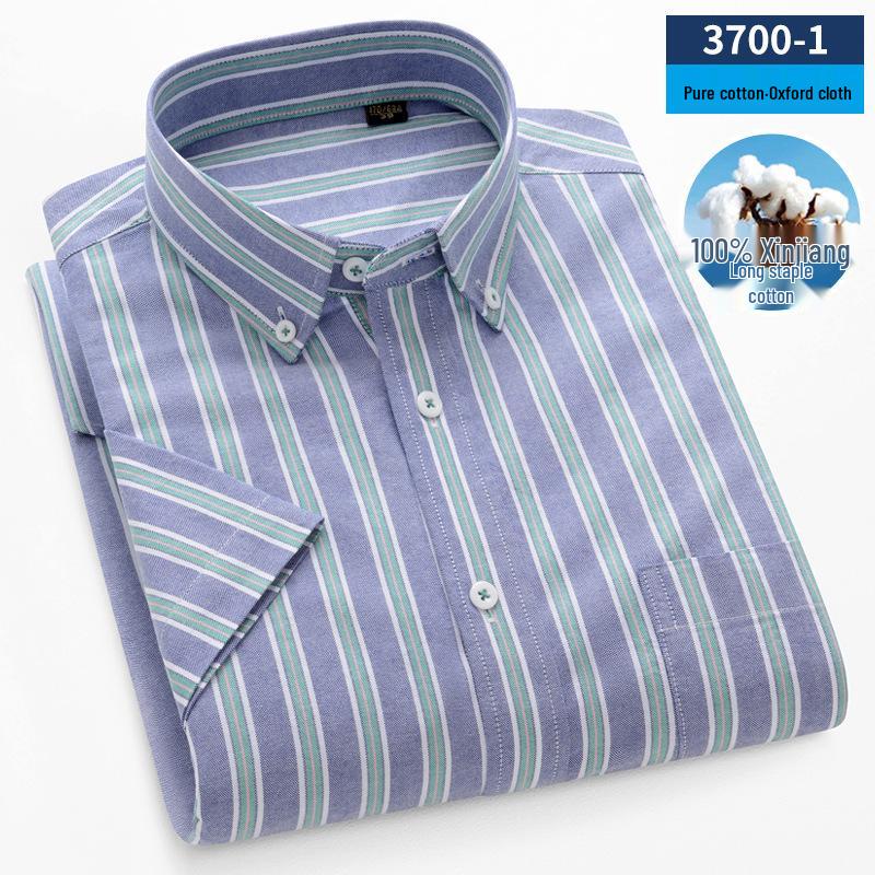 

Мужская летняя рубашка с коротким рукавом из оксфордского хлопка - деловой кэжуал, с энзимной стиркой, антибактериальная Size 41 [75-80 kg]