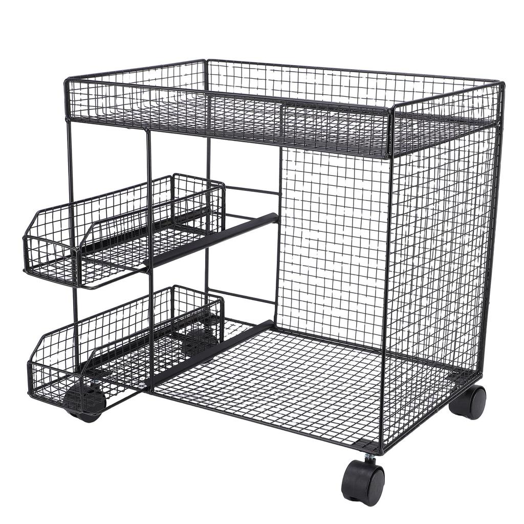 Mobile Storage Rack Breathable Space Saving Kitchen   with 360 Degrees  Rotating Lockable Wheels Pull Out Baskets for Bowls Dishes