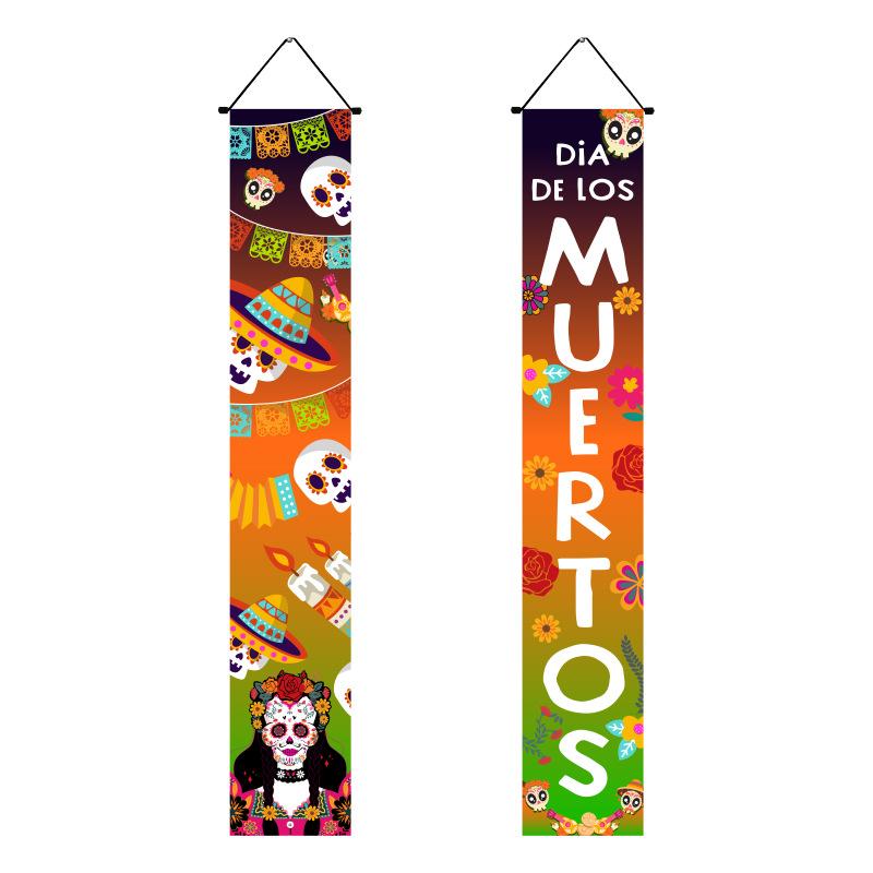 Mexický Den mrtvých Párty Dekorace Kupé Strašidelná Lebka Den Závěsná Vlajka Kupé Halloweenské Kupé Halloweenská Dekorace