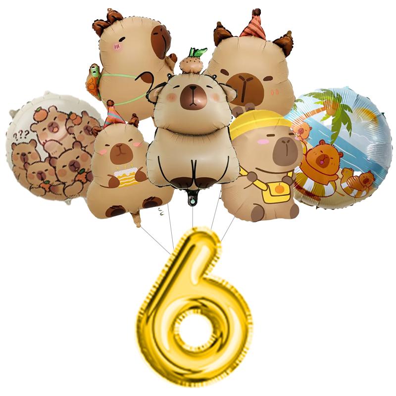 New Capybara Birthday Decoration Capybara Tableware Party Balloons Cups Plate Kit Banner Backdrop Cartoon Deco Supplies Set