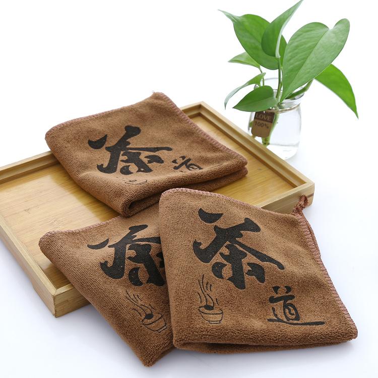 Tea towel printing cleaning water absorption thickened plain color tea towel tea cloth tea ceremony towel accessories square towel rag