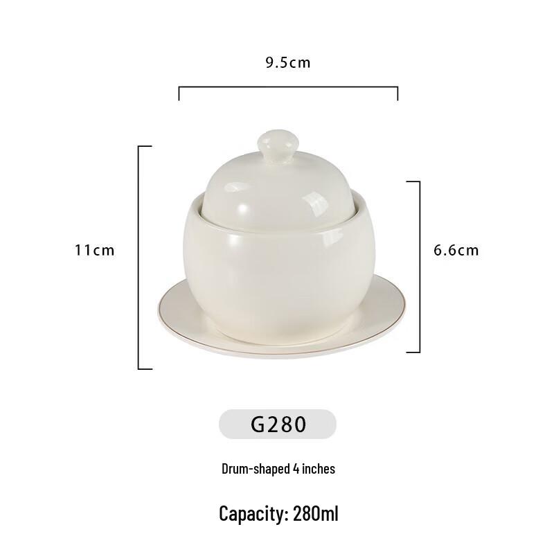 Sishi Yanhuo Ceramic Drum-Shaped Stew Bowl - 5 Inch (Set of 5)