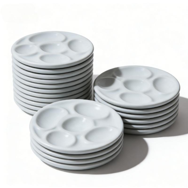 12cm Cute Round Ceramic Paint Palette Multi-Use Watercolor Dish Ink Mixing Tray for Artists Calligraphy 2cm Height