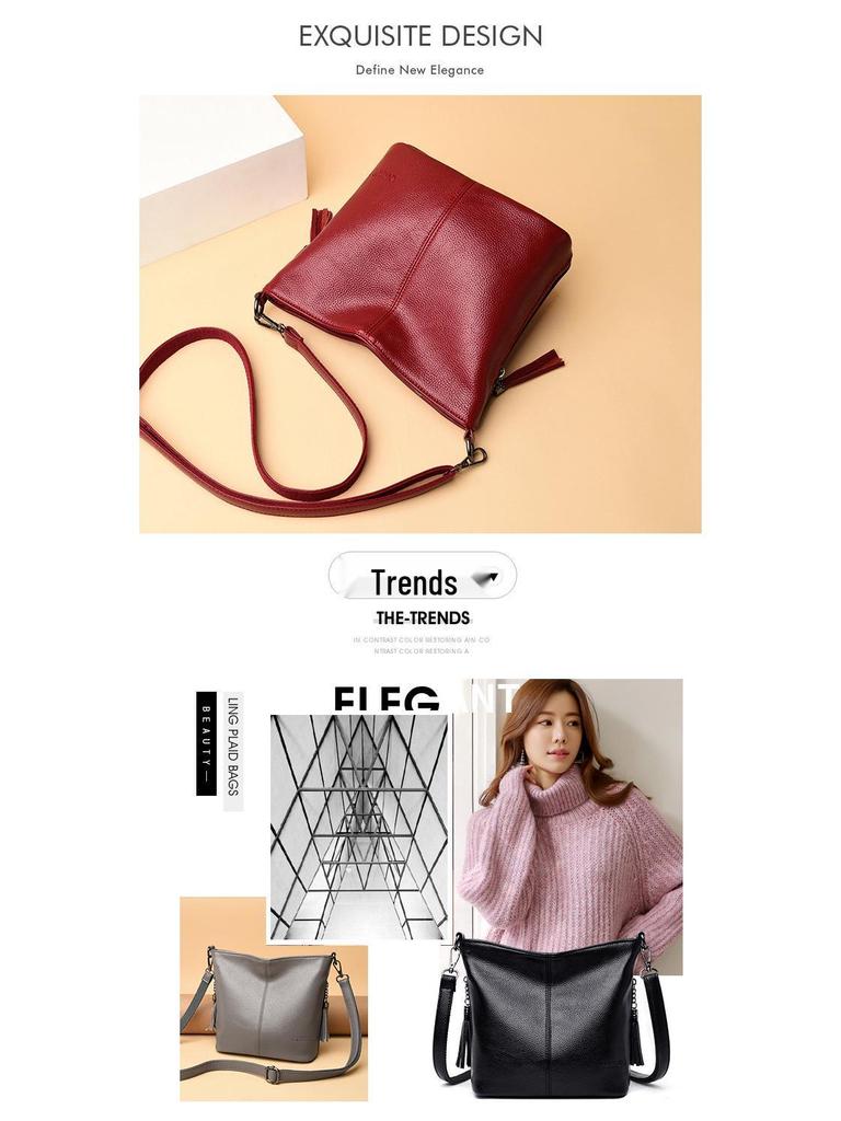 2022 European & American Retro Tassel Soft Leather Crossbody Bag - Casual, Versatile Single Shoulder Handbag for Women