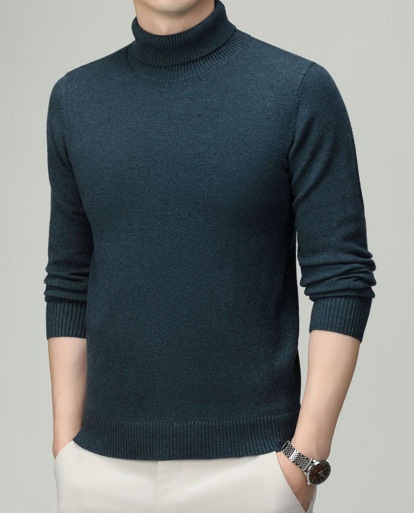 Turtleneck Men's Wool Sweater Autumn and Winter Trend Casual Bottoming Knitted Sweater Fine Imitation Wool Sweater Sweater Men