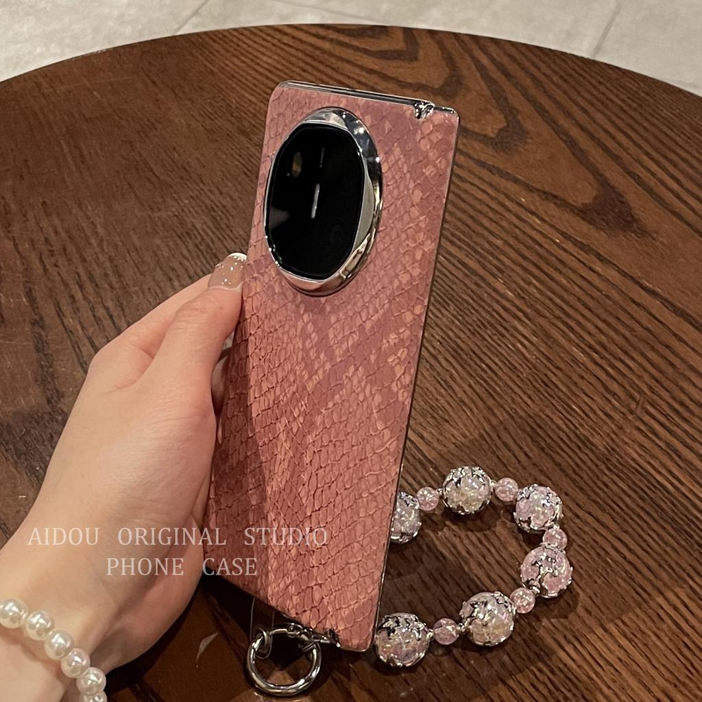 Light Luxury Gilt Snakeskin Pattern Is Suitable for Huawei MateX7 Folding Screen Mobile Phone Case MateX6 Electroplated Silver Edge Protective Case.
