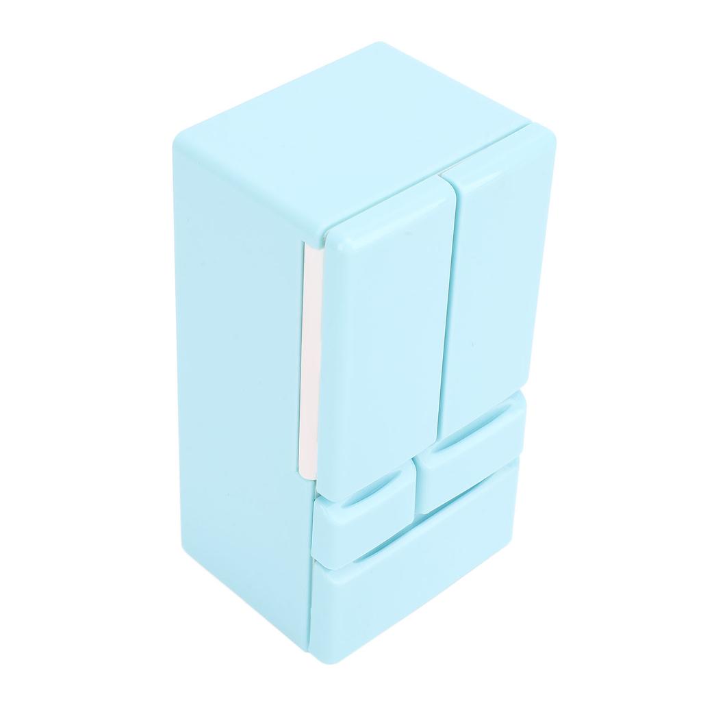 Dollhouse Miniature Fridge Model Dollhouse Kitchen Scene Accessories Realistic Double Door Refrigerator Toy for Doll House Pretend Play Sky Blue