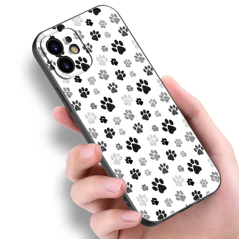 Beste Freunde Hundepfote Handyhülle für Apple iPhone 14 13 12 Mini 11 Pro Max 7 8 XR X XS 7 8 Plus SE 2020 2022 Schwarze Hülle