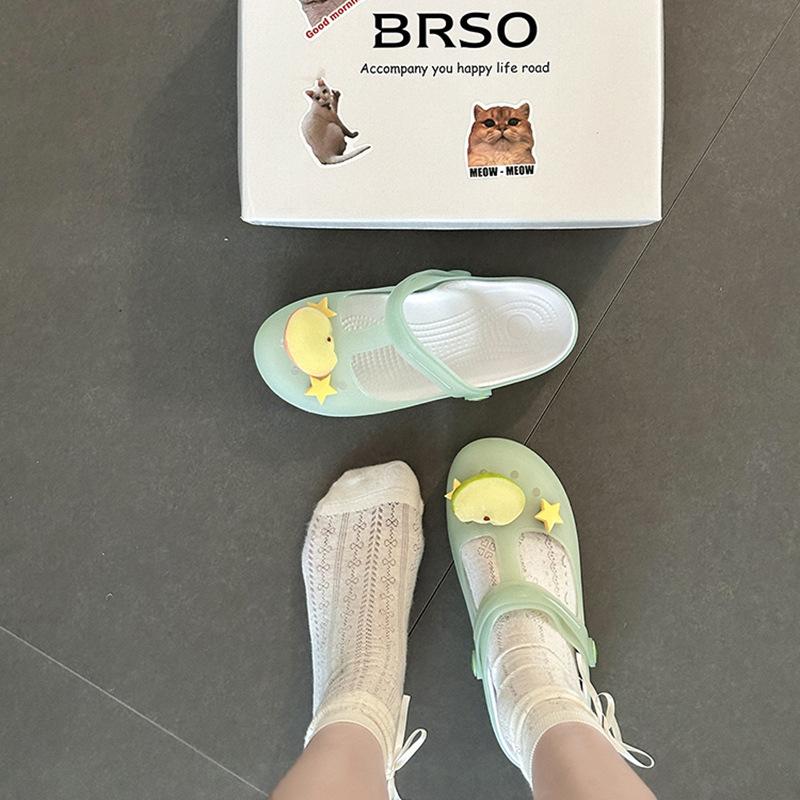 Cute and simple cartoon fruit bag head cool slippers women's summer casual versatile slippers fashion beach sandals
